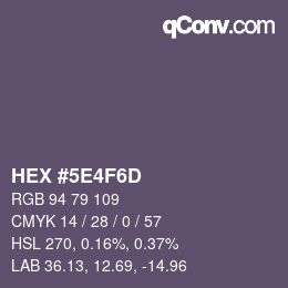 Color code: HEX #5E4F6D | qconv.com