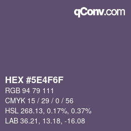 Color code: HEX #5E4F6F | qconv.com