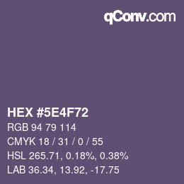 Color code: HEX #5E4F72 | qconv.com