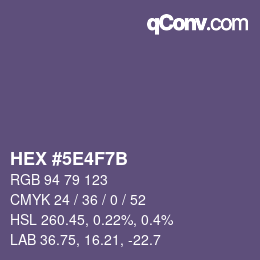 Farbcode: HEX #5E4F7B | qconv.com