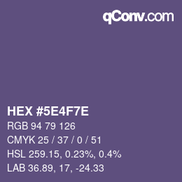 颜色代码: HEX #5E4F7E | qconv.com