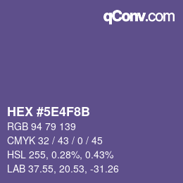カラーコード: HEX #5E4F8B | qconv.com