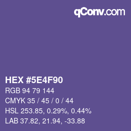 カラーコード: HEX #5E4F90 | qconv.com
