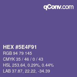 Color code: HEX #5E4F91 | qconv.com
