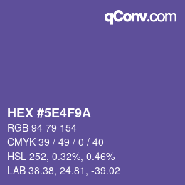 Farbcode: HEX #5E4F9A | qconv.com