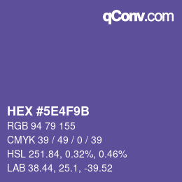 Farbcode: HEX #5E4F9B | qconv.com