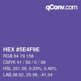 カラーコード: HEX #5E4F9E | qconv.com