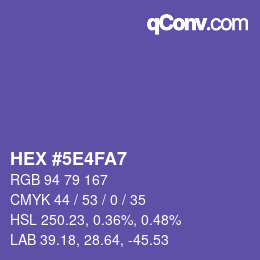 カラーコード: HEX #5E4FA7 | qconv.com