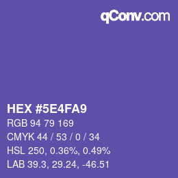 Color code: HEX #5E4FA9 | qconv.com