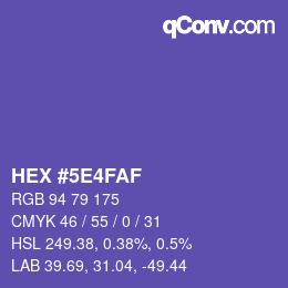 Color code: HEX #5E4FAF | qconv.com