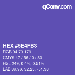 カラーコード: HEX #5E4FB3 | qconv.com