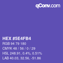 Farbcode: HEX #5E4FB4 | qconv.com