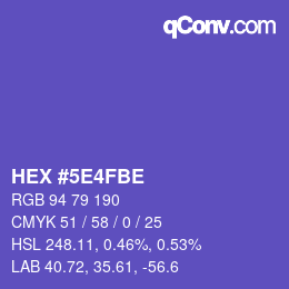 カラーコード: HEX #5E4FBE | qconv.com