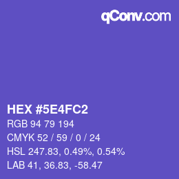 カラーコード: HEX #5E4FC2 | qconv.com