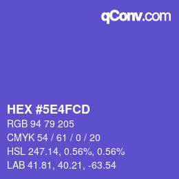 Farbcode: HEX #5E4FCD | qconv.com