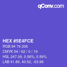 Code couleur: HEX #5E4FCE | qconv.com