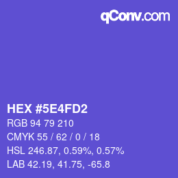 Code couleur: HEX #5E4FD2 | qconv.com