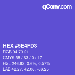 Farbcode: HEX #5E4FD3 | qconv.com