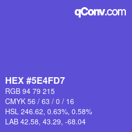 カラーコード: HEX #5E4FD7 | qconv.com
