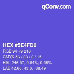 カラーコード: HEX #5E4FD8 | qconv.com