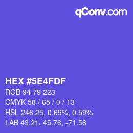 カラーコード: HEX #5E4FDF | qconv.com