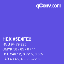 Farbcode: HEX #5E4FE2 | qconv.com