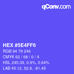 Farbcode: HEX #5E4FF6 | qconv.com