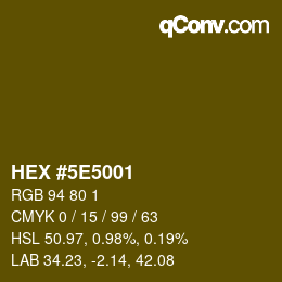 カラーコード: HEX #5E5001 | qconv.com