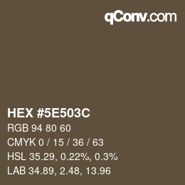 Color code: HEX #5E503C | qconv.com