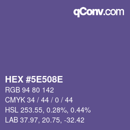 Farbcode: HEX #5E508E | qconv.com
