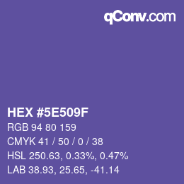 Color code: HEX #5E509F | qconv.com