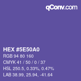 カラーコード: HEX #5E50A0 | qconv.com