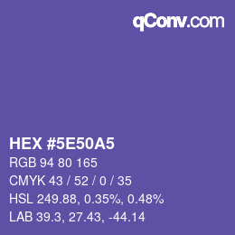 Farbcode: HEX #5E50A5 | qconv.com