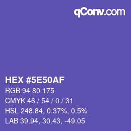カラーコード: HEX #5E50AF | qconv.com