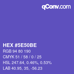 カラーコード: HEX #5E50BE | qconv.com
