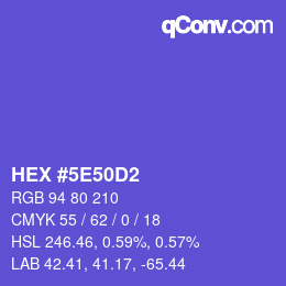 カラーコード: HEX #5E50D2 | qconv.com