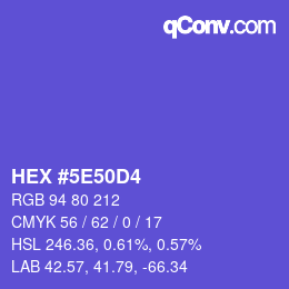 Farbcode: HEX #5E50D4 | qconv.com