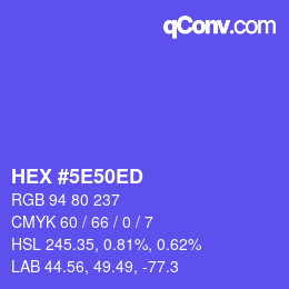 カラーコード: HEX #5E50ED | qconv.com