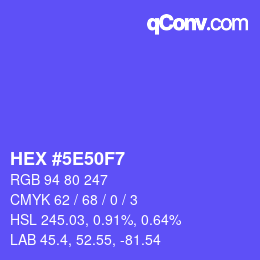カラーコード: HEX #5E50F7 | qconv.com