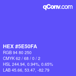 カラーコード: HEX #5E50FA | qconv.com