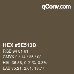 Color code: HEX #5E513D | qconv.com