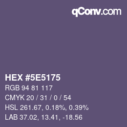 Code couleur: HEX #5E5175 | qconv.com