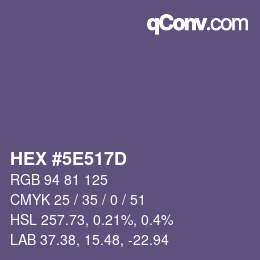 Color code: HEX #5E517D | qconv.com