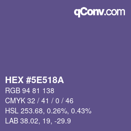 Color code: HEX #5E518A | qconv.com