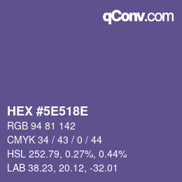 Code couleur: HEX #5E518E | qconv.com
