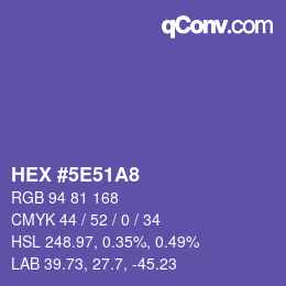 Farbcode: HEX #5E51A8 | qconv.com