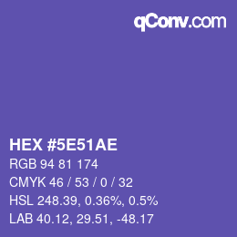 カラーコード: HEX #5E51AE | qconv.com