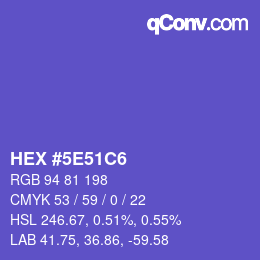 Farbcode: HEX #5E51C6 | qconv.com