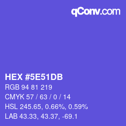 カラーコード: HEX #5E51DB | qconv.com