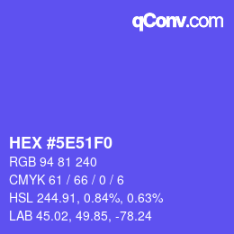 カラーコード: HEX #5E51F0 | qconv.com